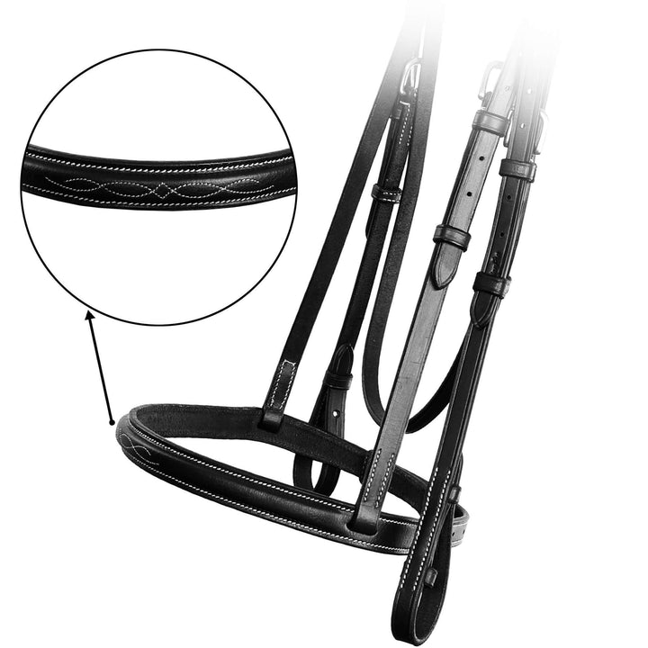 ExionPro Affordable Traditional Fancy Raised Hunter Bridle With Laced Reins-Bridles-Bridles & Reins