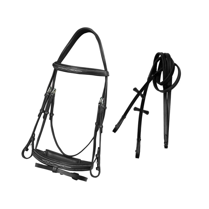 ExionPro Designer Fancy Stitched Bridle with Flash and Rubber Reins-Bridles-Bridles & Reins