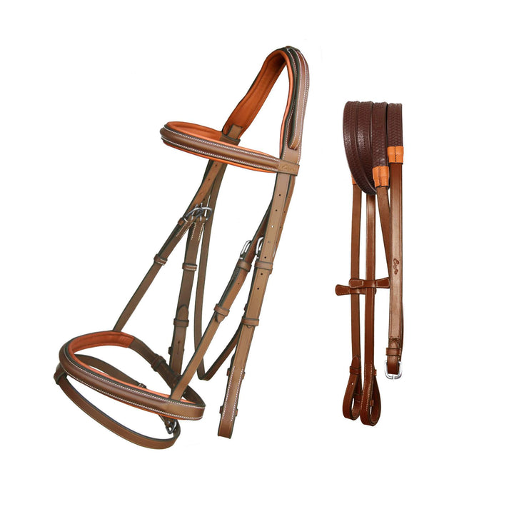 ExionPro Pressure Relief Crown Raised Padded Jumping Bridle with Reins-Bridles-Bridles & Reins