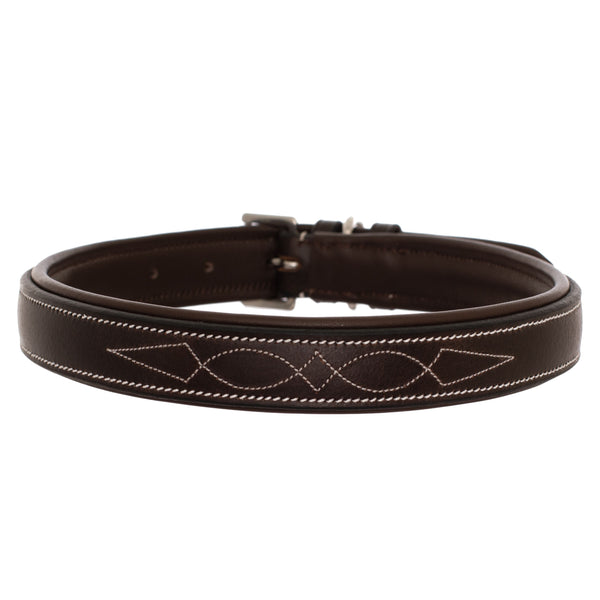 ExionPro Fancy Stitched Padded Leather Dog Collar - Havana Padding-Dog Collars-Bridles & Reins