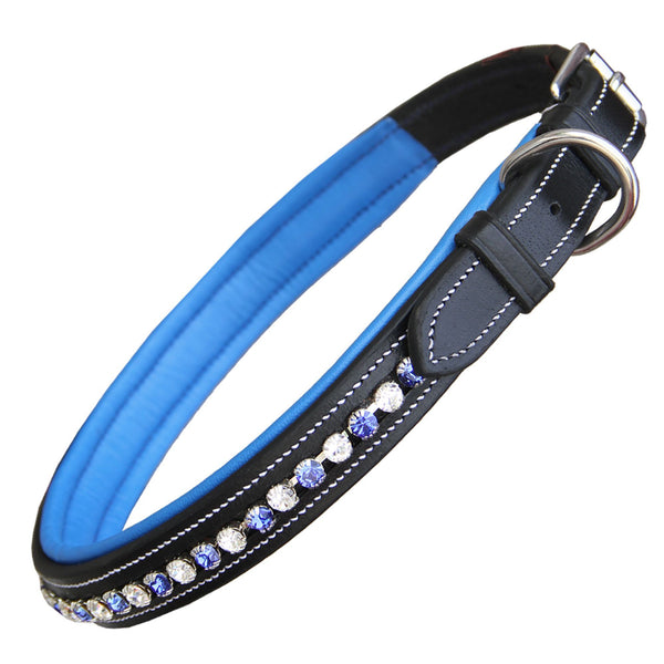 ExionPro White & Blue Bling Dog Collar-Dog Collars-Bridles & Reins