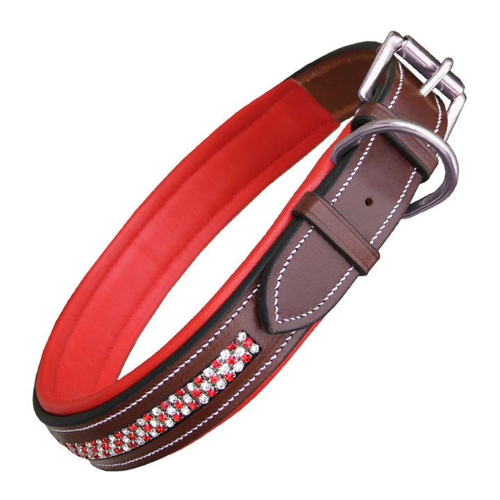 ExionPro Red Bling Padded Dog Collar-Dog Collars-Bridles & Reins