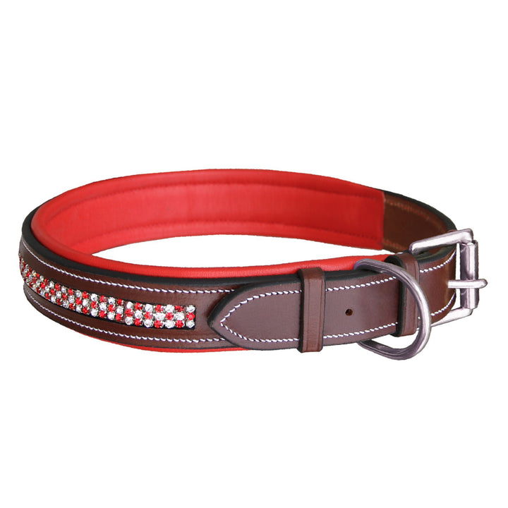 ExionPro Red Bling Padded Dog Collar-Dog Collars-Bridles & Reins