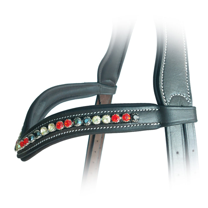 ExionPro Elegant Soft Padded Hyacinth, Jonquil, Jet Hematite Colored Crystal Browband-Browbands-Bridles & Reins