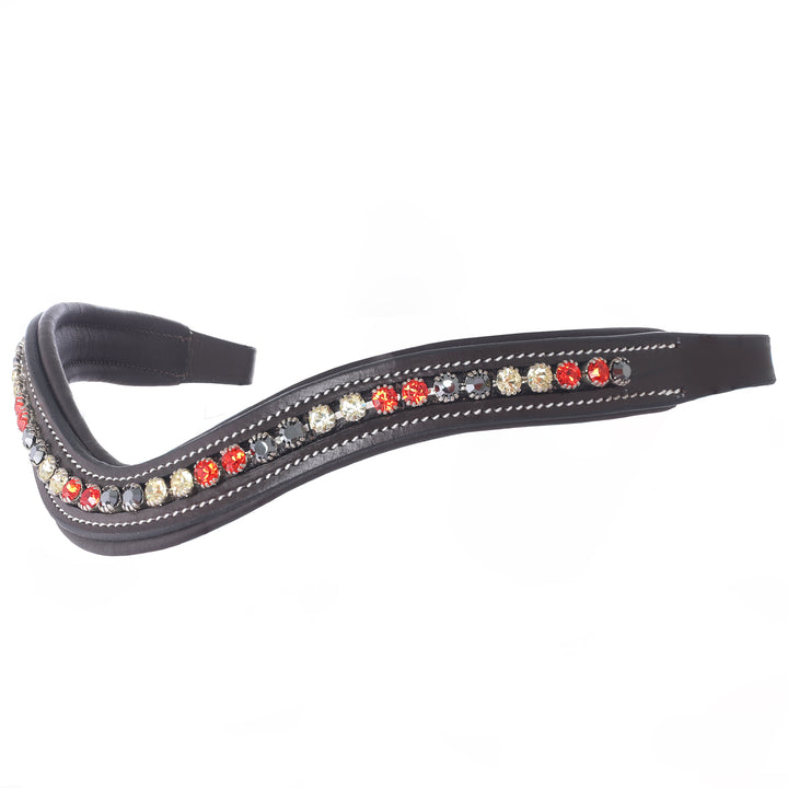 ExionPro Elegant Soft Padded Hyacinth, Jonquil, Jet Hematite Colored Crystal Browband-Browbands-Bridles & Reins