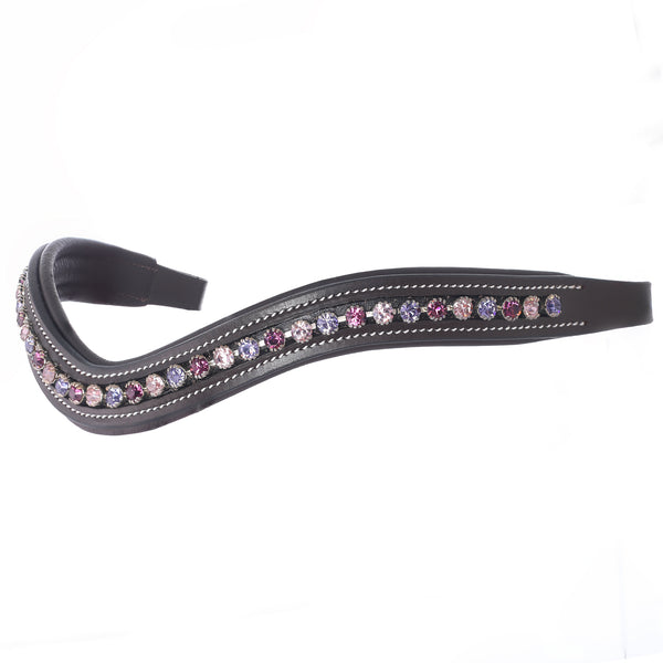 ExionPro Elegant Soft Padded Fuchsia, Light Rose, Tanzanite Colored Crystal Browband-Browbands-Bridles & Reins