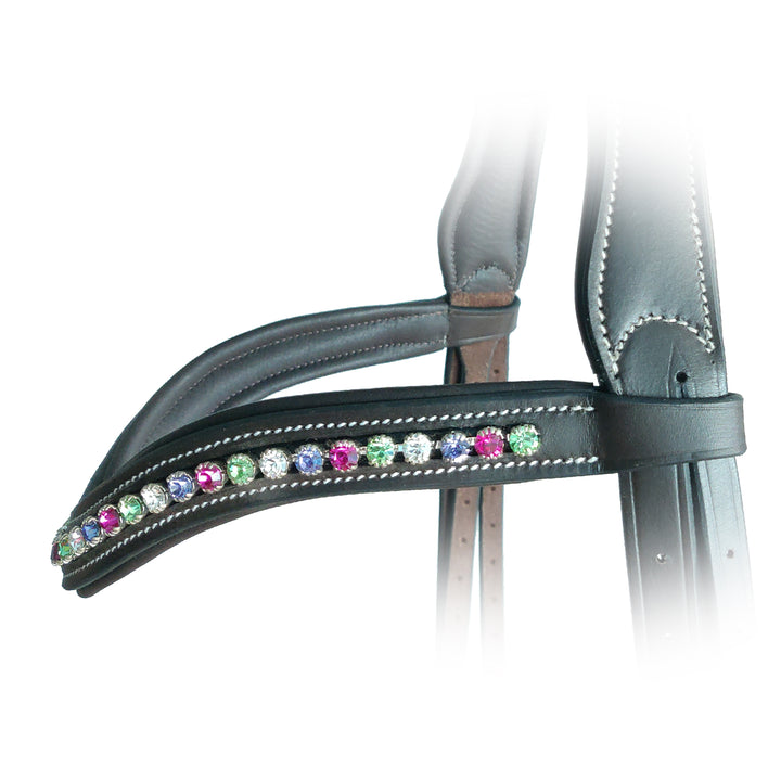 ExionPro Elegant Soft Padded Peridot, Fuchsia, Tanzanite, Clear Crystal Browband-Browbands-Bridles & Reins