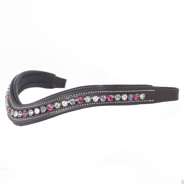 ExionPro Elegant Soft Padded Peridot, Fuchsia, Tanzanite, Clear Crystal Browband-Browbands-Bridles & Reins