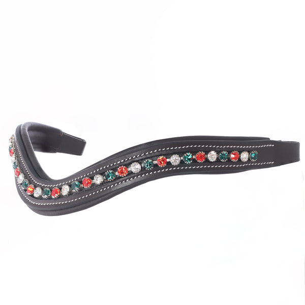 ExionPro Elegant Soft Padded Hyacinth, Emerald, Clear Crystal Browband-Browbands-Bridles & Reins