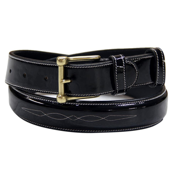 ExionPro Glossy Leather Fancy Stitched Belt-Leather Belts-Bridles & Reins