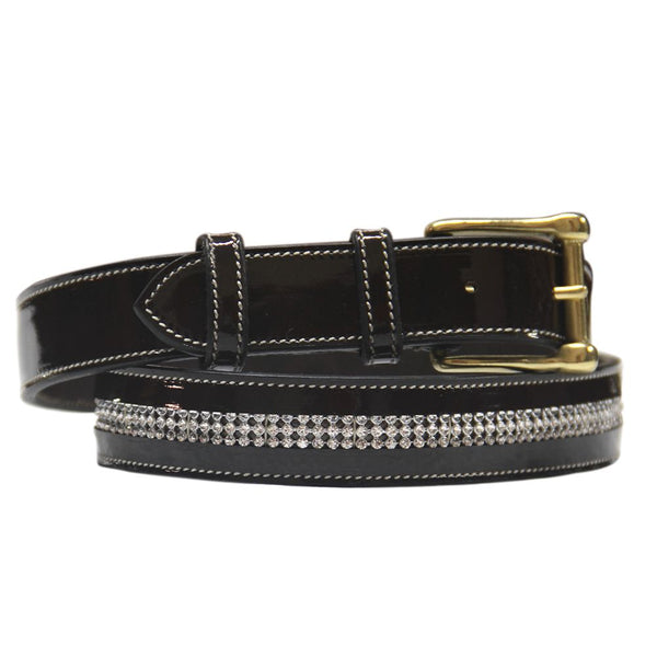 ExionPro Full Diamond Glossy Leather Belt-Leather Belts-Bridles & Reins