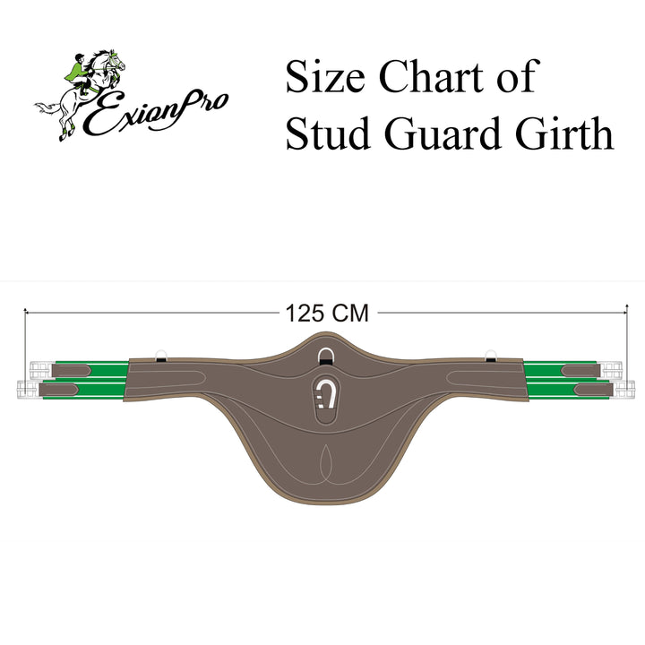 ExionPro Fancy Belly Guard Girth With Snap Hook and Leather/Sheepskin Padding - Green Elastic With White Lines-Girths-Bridles & Reins