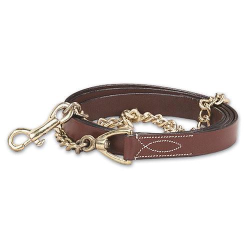 ExionPro Leather Lead with Single Brass Chain-Leads-Bridles & Reins