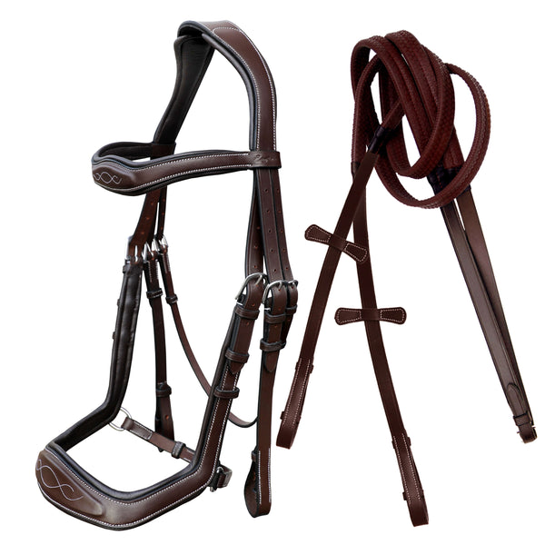 ExionPro Anti-Pressure Anatomic Jumping Raised Padded Fancy Wave Stitched Bridle-Bridles-Bridles & Reins